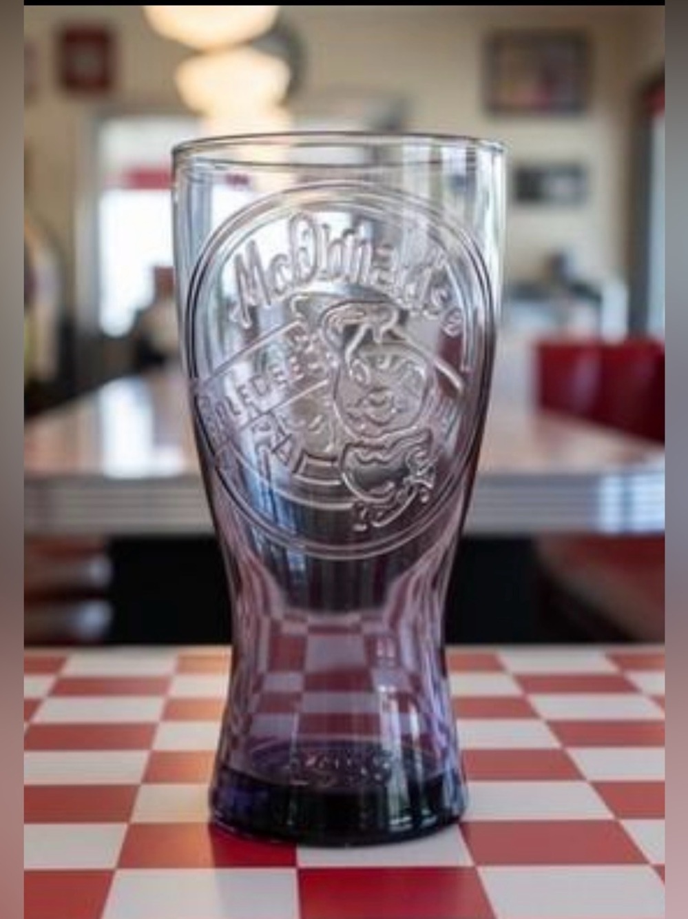 McDonald's Purple Embossed Logo Drinking Glass - Retro Brand Tumbler